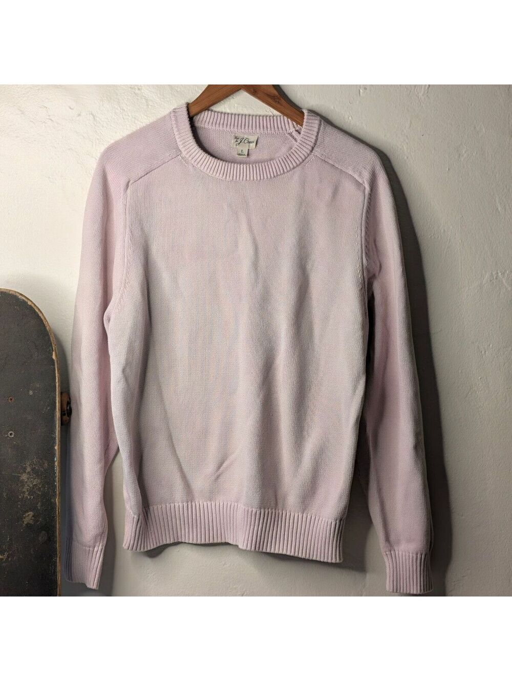 J.Crew Men's Light Pink Cotton Crewneck Sweater Size L